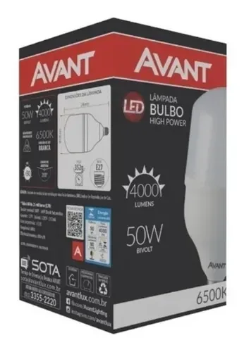 Kit 15 Lâmpada Led Bulbo 50w Avant Branca Frio Alta Potência COR:6500 - 4