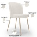 Ver imagem 4 de Kit 04 Cadeiras para Sala de Jantar Cozinha Estofada Gavi Arena L02 Linho Bege - Lyam Decor