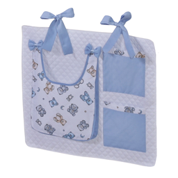 Porta Treco e Fralda Organizador Quarto de Bebê Menino Menina 1 Peça com Laço:urso Azul Bebê - 2
