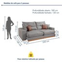 Ver imagem 3 de Sofá Retrátil e Reclínavel 3 Lugares Pés em Madeira Maciça 230cm Zara Yescasa