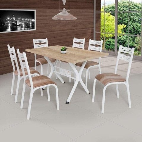 Conjunto de Mesa com 6 Cadeiras Luna Clássica 