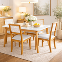 Ver imagem 1 de Mesa de Jantar Jade 120x90 Madeira Maciça 4 Lugares Tampo Mdf/vidro Bege