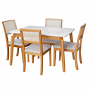 Ver imagem 3 de Mesa de Jantar Jade 120x90 Madeira Maciça 4 Lugares Tampo Mdf/vidro Bege