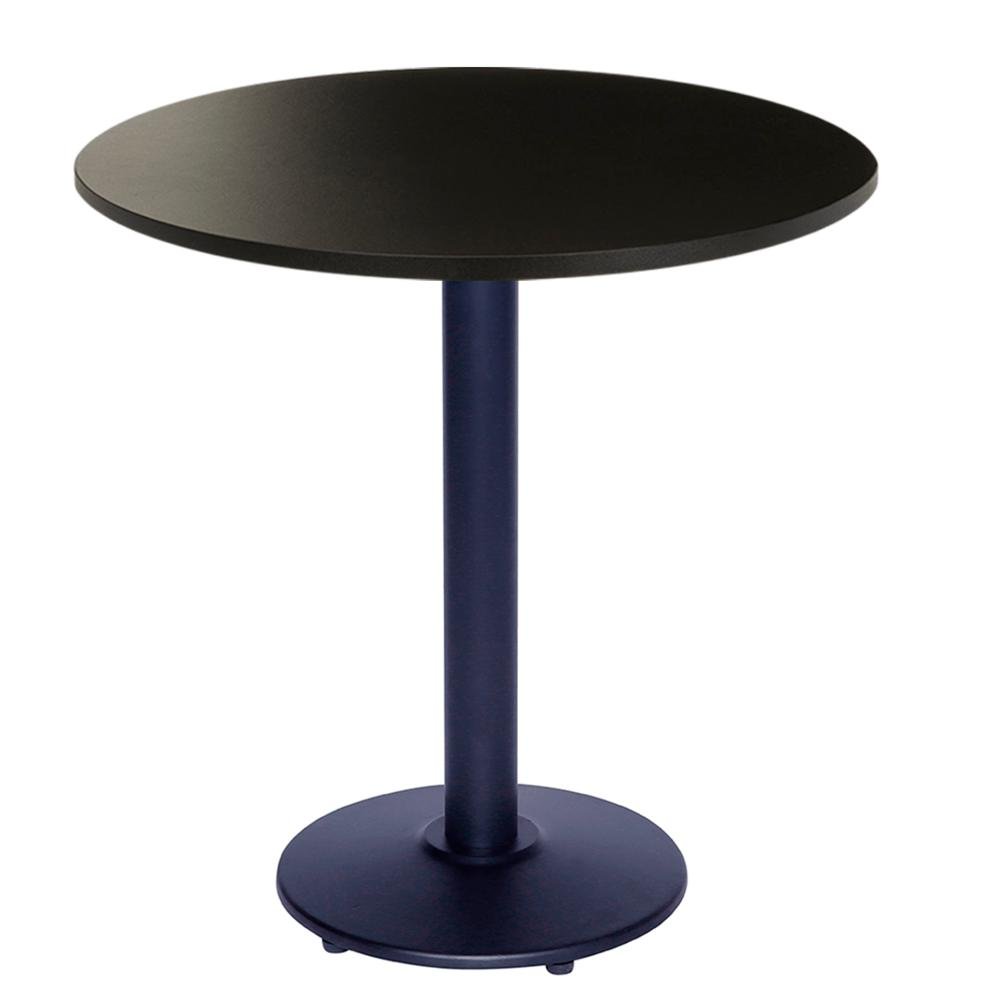 Mesa de Jantar Redonda 60 cm Tampo Preto em MDP Base Zeta Bistrô