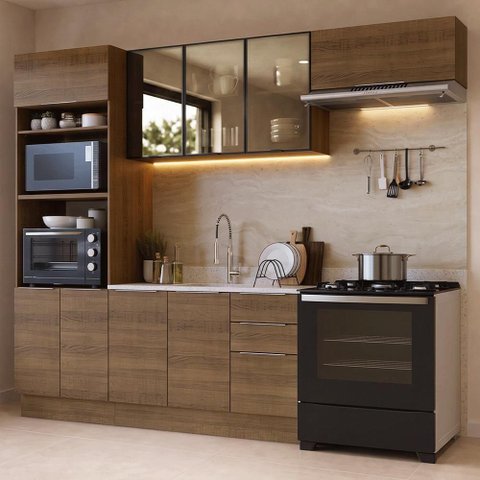 Cozinha Completa Stella 9 Portas MDP 270cm Rustic Madesa