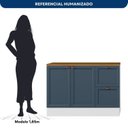 Ver imagem 5 de Balcão com Tampo 120cm 2 Portas 2 Gavetas Yescasa Unna Branco/Azul