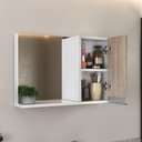Ver imagem 5 de Kit Gabinete Banheiro Fox 60cm Branco / Madeirado (gabinete + Cuba + Espelheira)