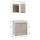 Ver imagem 3 de Kit Gabinete Banheiro Fox 60cm Branco / Madeirado (gabinete + Cuba + Espelheira)