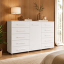 Ver imagem 2 de Cômoda Organizadora Imperial 173cm 10 Gavetas 1 Porta MDP Rodízios Corrediças Telescópicas - Branco