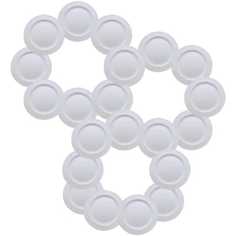Jogo C/ 25 Pratos Plásticos de Sobremesa Brancos Duros