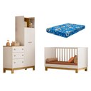Ver imagem 4 de Quarto de Bebê com Berço Slim e Guarda Roupa com Cômoda Flora Branco Qmovi + Colchão Ortobom