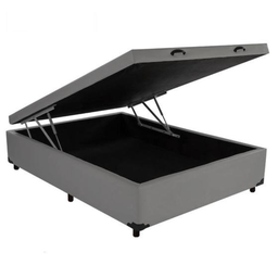 Super Cama Baú Viúva 128x188 - Sintético Cinza - 1