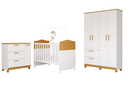 Ver imagem 1 de Quarto de Bebê Completo com Guarda Roupa, Cômoda e Berço Jujuba