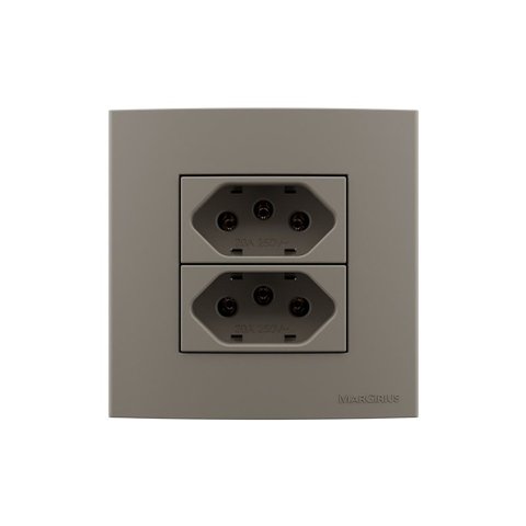 Placa para Móveis 80x80 com Tomada Dupla Margirius Sleek Colors 2p+t 20a Argila