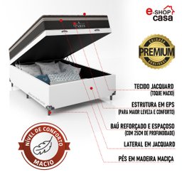 Cama Box Baú Viúva + Colchão Paris Molas Ensacadas Pocket - 66x128x188cm - e-Shop Casa - Couro - 3