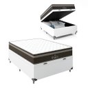 Ver imagem 1 de Cama Box Baú Viúva + Colchão Paris Molas Ensacadas Pocket - 66x128x188cm - e-Shop Casa - Couro