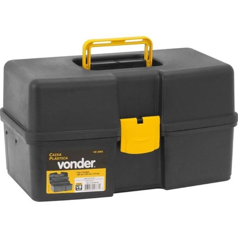 Caixa Plástica 14,5 POL para Ferramentas 2 Bandejas 37 x 22 x 20 CM VD 2001 VONDER