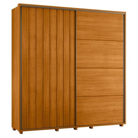 Guarda-Roupa Casal 2 Portas 4 Gavetas Portas de Correr Monet 230cm MDF Cinamomo Quarto