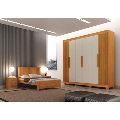 Dormitorio Casal 4 Pçs 6 Portas Ripado Aspen - Arbo Design