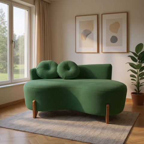Namoradeira Sofá Feijão Lounge 120cm Orgânica Suede Verde