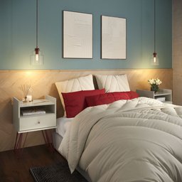 Conjunto De Mesas de Cabeceira Para Quarto Estilo Industrial Moderna Bill Off White - 3