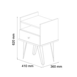 Conjunto De Mesas de Cabeceira Para Quarto Estilo Industrial Moderna Bill Off White - 4