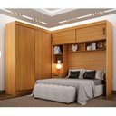 Ver imagem 4 de Guarda Roupa Casal Sparta com Cabeceira Queen 4 Portas Correr 3 Gavetas MDF Cinamomo Leifer Móveis