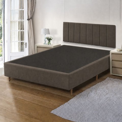 Base Cama Box Casal 1,38x1,88 Mts Cecilia Vilajo: Suede Marrom