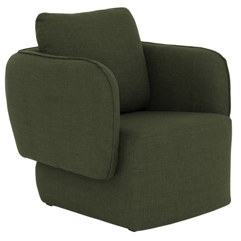 Poltrona Decorativa Sala de Estar Duna Linho Verde Musgo - Nexta Casa