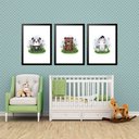 Ver imagem 1 de Kit 3 Quadros Grandes Quarto Infantil Filhotinhos 60x48cm:moldura Branca