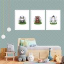 Ver imagem 2 de Kit 3 Quadros Grandes Quarto Infantil Filhotinhos 60x48cm:moldura Branca