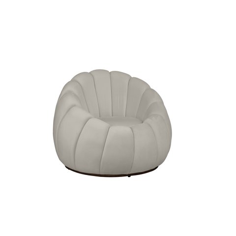 Poltrona Decorativa Base Giratória Concha Veludo Marfim