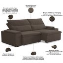 Ver imagem 3 de Sofá Retrátil Reclinável para Sala 3 Lugares 245cm Ricci F04 Veludo Marrom - Lyam Decor