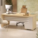 Ver imagem 2 de Mesa Escritorio 4 Gavetas 180x80 cm Tampo Tamburato Carvalho Branco Artany