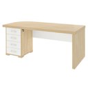 Ver imagem 1 de Mesa Escritorio 4 Gavetas 180x80 cm Tampo Tamburato Carvalho Branco Artany