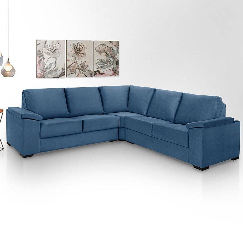 Sofá de Canto Grande Sued Azul Luapa Estofados MadeiraMadeira