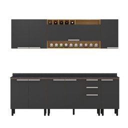 Armário de Cozinha Completa com Balcão Itatiaia Porto 10 Portas 2 Gavetas Freijó/grafite - 2