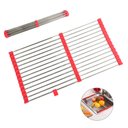 Ver imagem 1 de Escorredor Esteira Inox Extensivo Silicone Cozinha Pia Cuba Prato Louça Panela Dobravel Compacto Pra