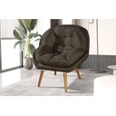 Ver imagem 1 de Poltrona Decorativa Sênior Suede Premium Pés de Madeira Cinza:marrom