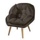Ver imagem 2 de Poltrona Decorativa Sênior Suede Premium Pés de Madeira Cinza:marrom