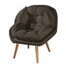 Poltrona Decorativa Sênior Suede Premium Pés de Madeira Cinza:marrom - 2