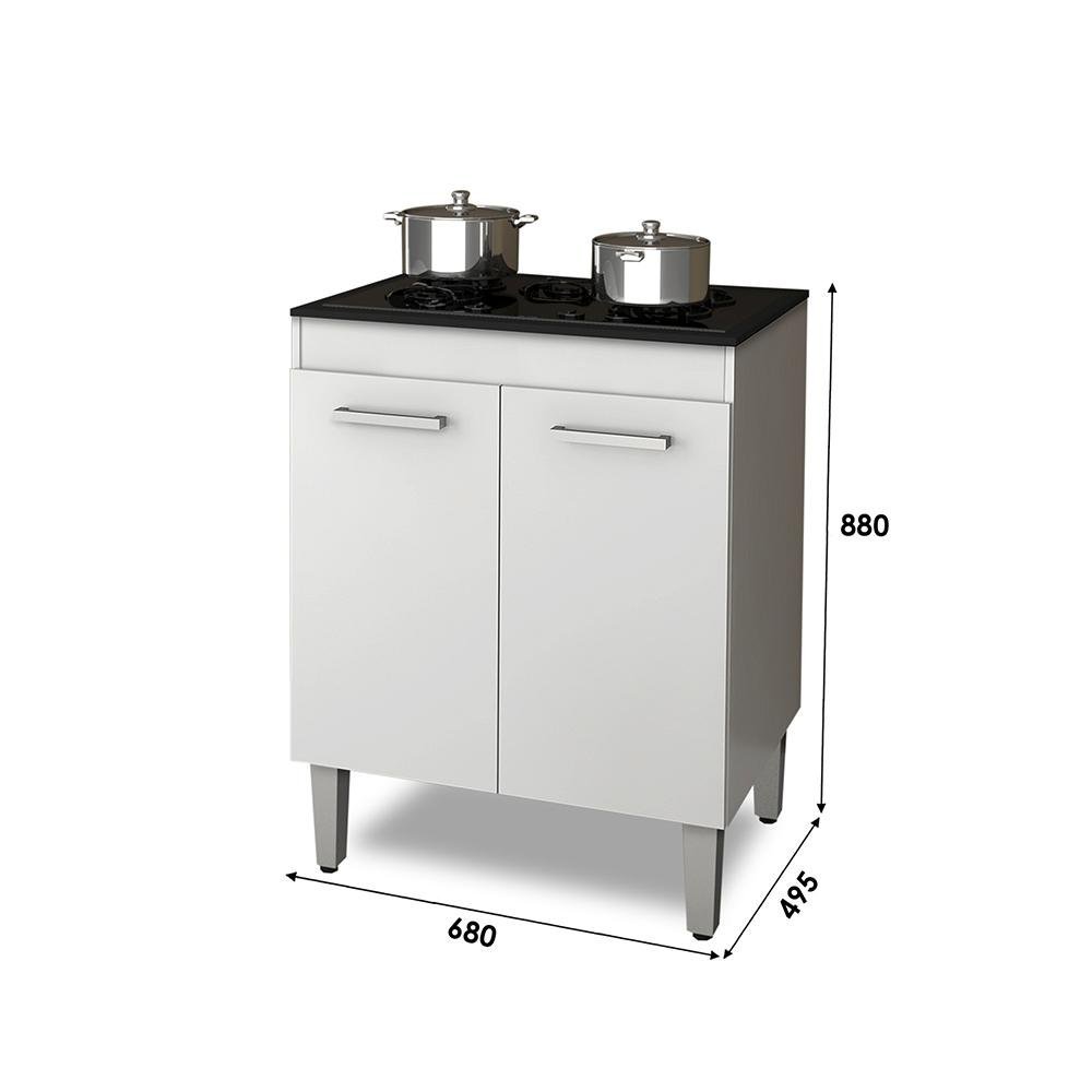 BALCÃO PARA COOKTOP 4 BOCAS 2 PORTAS BRANCO MadeiraMadeira