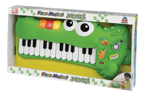 Teclado Piano Grande Jacaré Brinquedo Musical Infantil