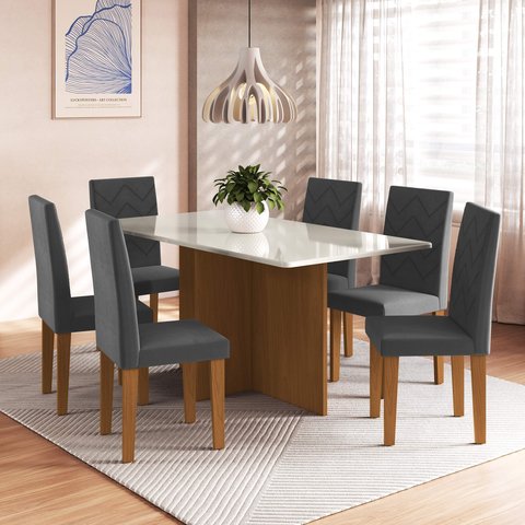 Conjunto Sala de Jantar Fidelitá Itália 170cm com 6 Cadeiras