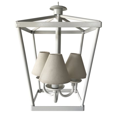 Pendente Rustico Estilo Lampião Decorativo Com cúpula De algodão Libertas Rosas Artesanato Branco