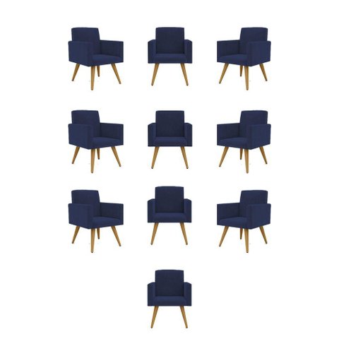 Kit 10 Poltronas Decorativa Sala Balaqui Decor Azul-marinho