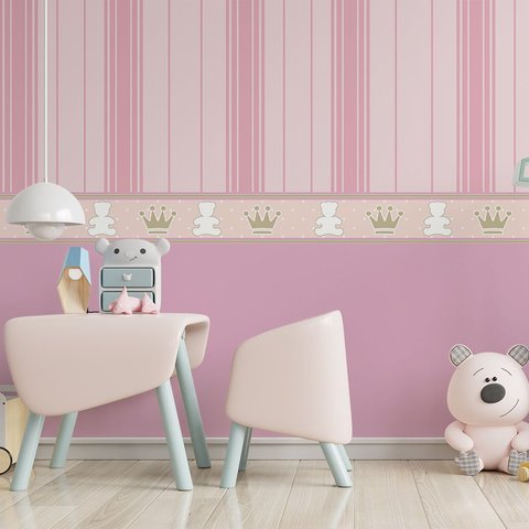 Papel de Parede Adesivo Baby Princesa Rosa - 2,8m