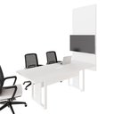 Ver imagem 4 de Mesa de Reunião Design Industrial 2,00 m com Caixa de Tomadas e Painel para TV F5 Office Cor:Branco