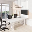 Ver imagem 1 de Mesa de Reunião Design Industrial 2,00 m com Caixa de Tomadas e Painel para TV F5 Office Cor:Branco
