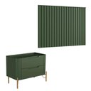 Ver imagem 1 de Conjunto Cabeceira e Mesa de Cabeceira 160cm Solteiro em Mdf Cor:musgo com Dourado